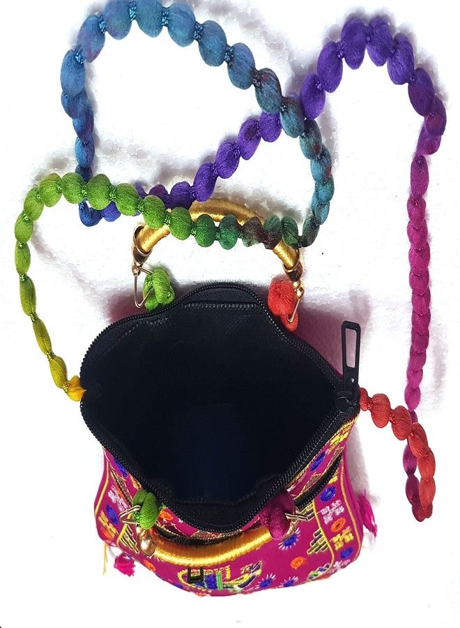 SUMERA WARQ Handicrafts Cotton Embrodery Multicolour Rajasthani Sling Bag for Women & Girls.. (Pink) - Image 3